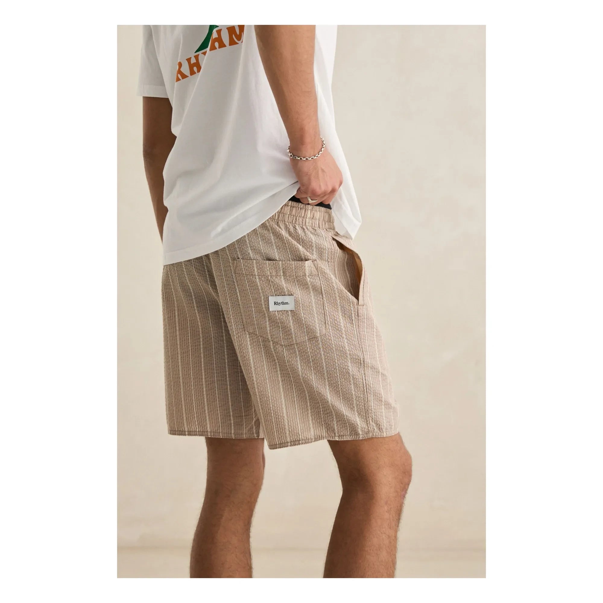 Rhythm – Gestreifte Jam Shorts | Dunkelbeige