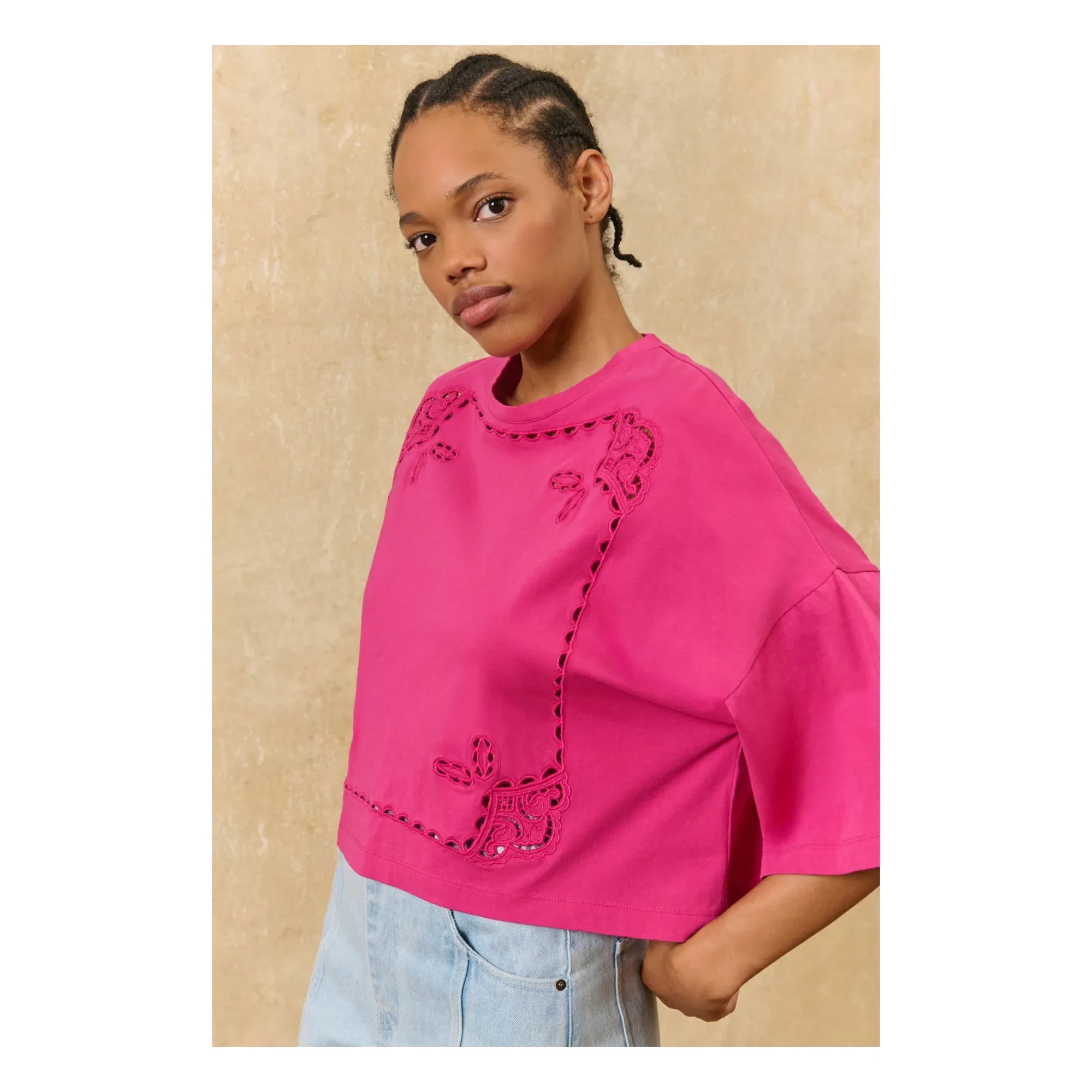 Louise Misha - Neolar Bio-Baumwollbluse | Fuchsia