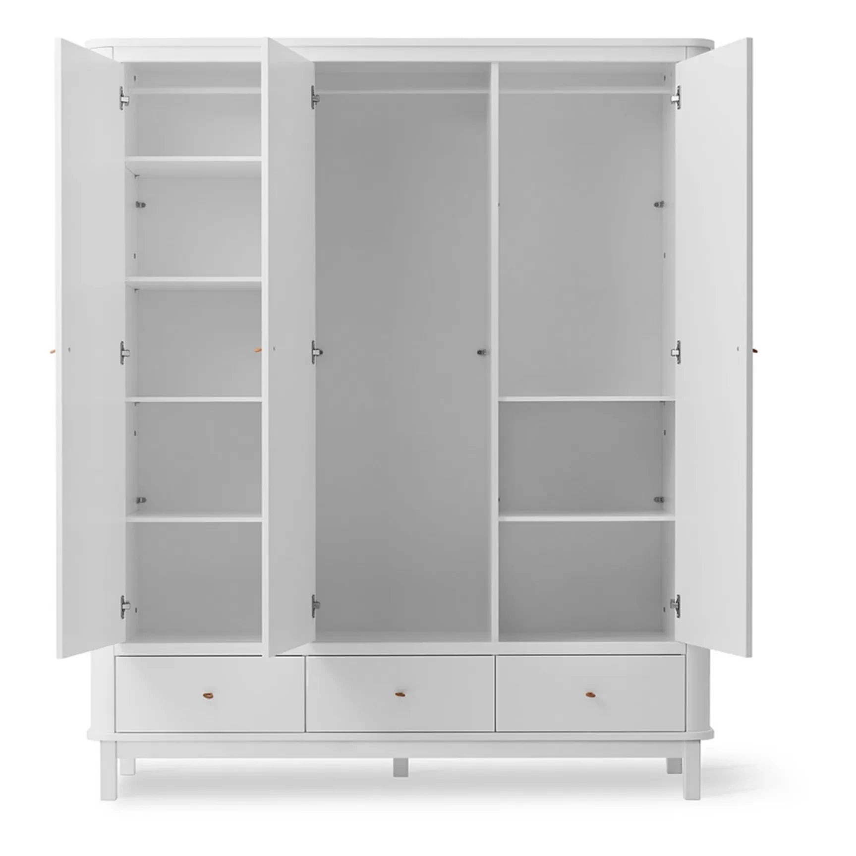 Oliver Furniture - 3-türiger Birken-Kleiderschrank 204 x 168 cm | Weiß