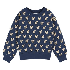 Emile et Ida – Bio-Baumwoll-Sweatshirt Eichhörnchen | Nachtblau