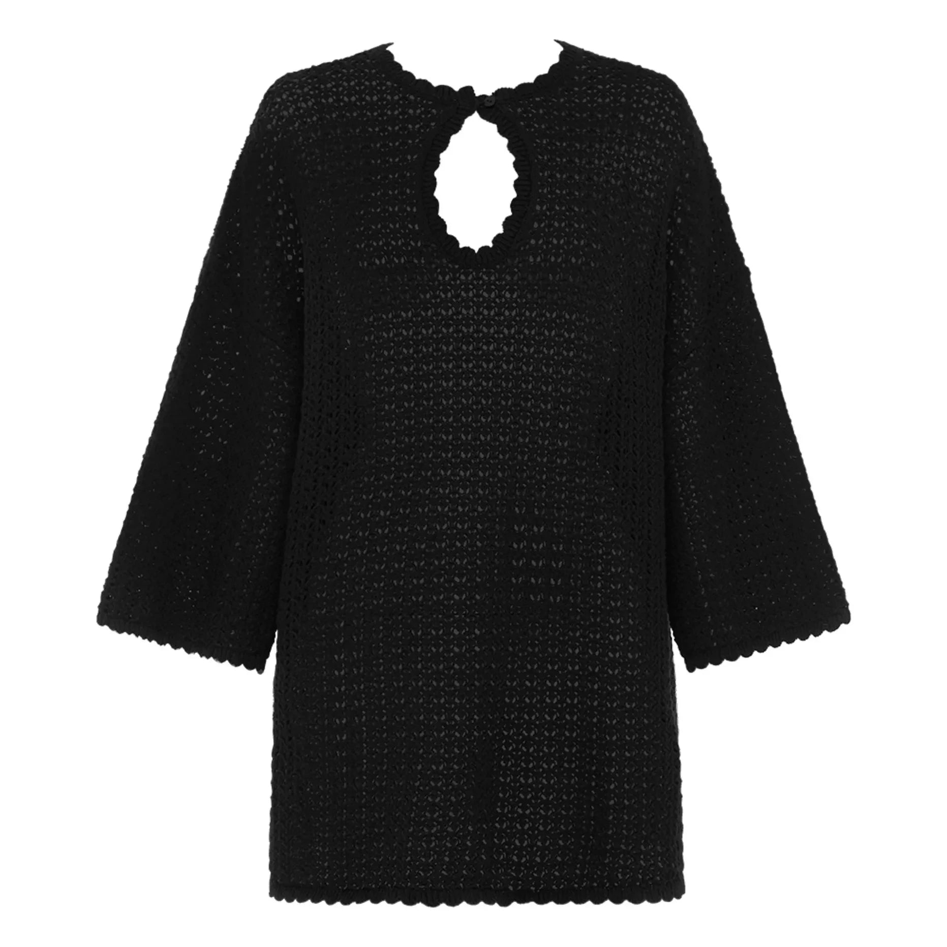 Peony - Pointelle Kleid aus Bio-Baumwolle | Schwarz