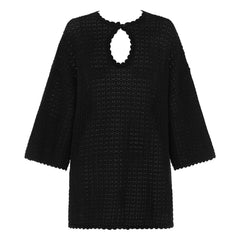 Peony - Pointelle Kleid aus Bio-Baumwolle | Schwarz