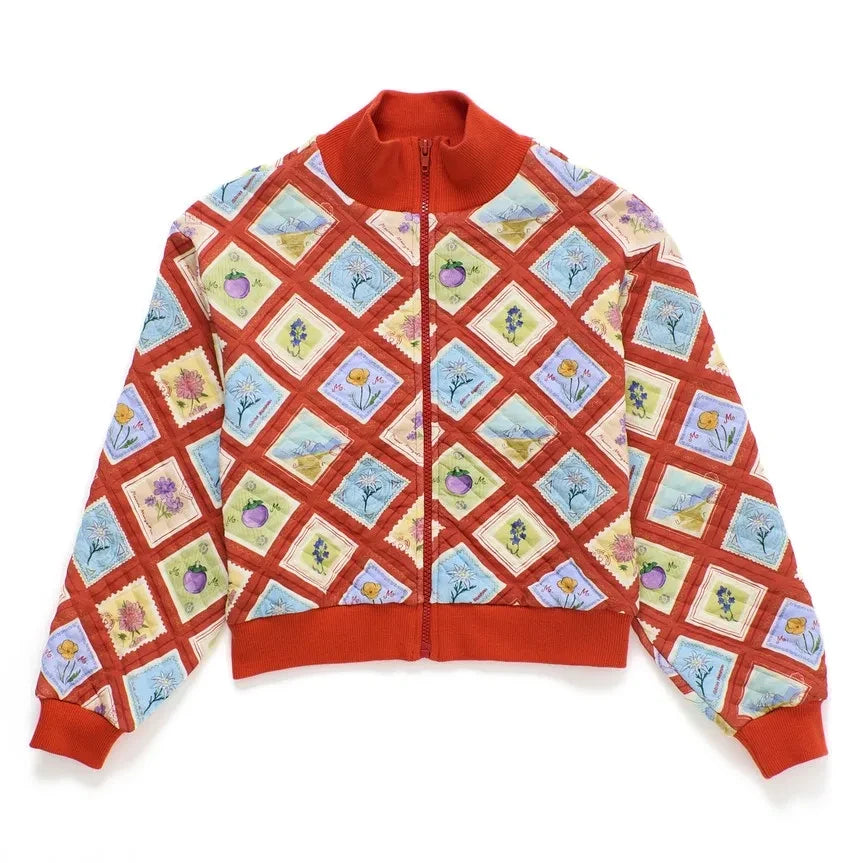 Maison Mangostan - Stamps Fermuarlı Sweatshirt | Kırmızı