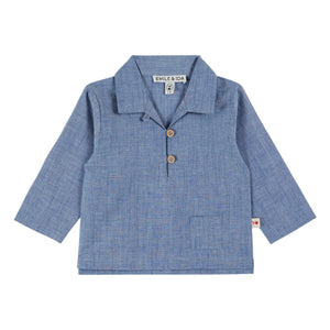 Emile et Ida – Glattes Chambray-Hemd | Blau