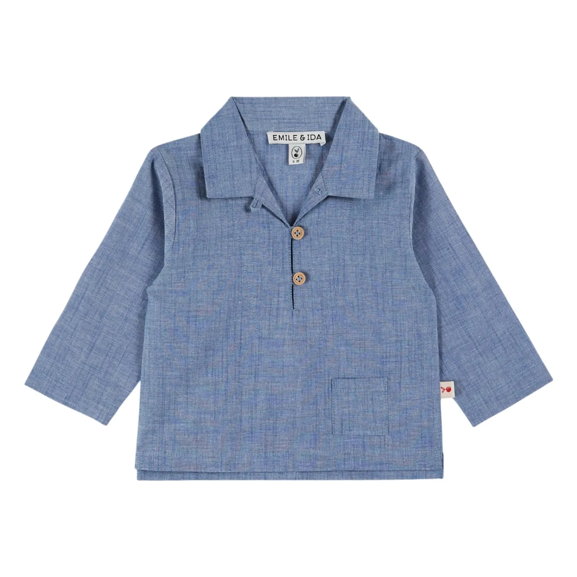 Emile et Ida – Glattes Chambray-Hemd | Blau