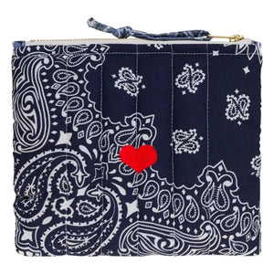 Call it by your name - Mini gestepptes Herz mit Reißverschlusstasche | Marineblau