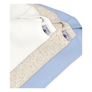 Petit Bateau - 3'lü Organik Pamuk Düz Body Seti | Mavi