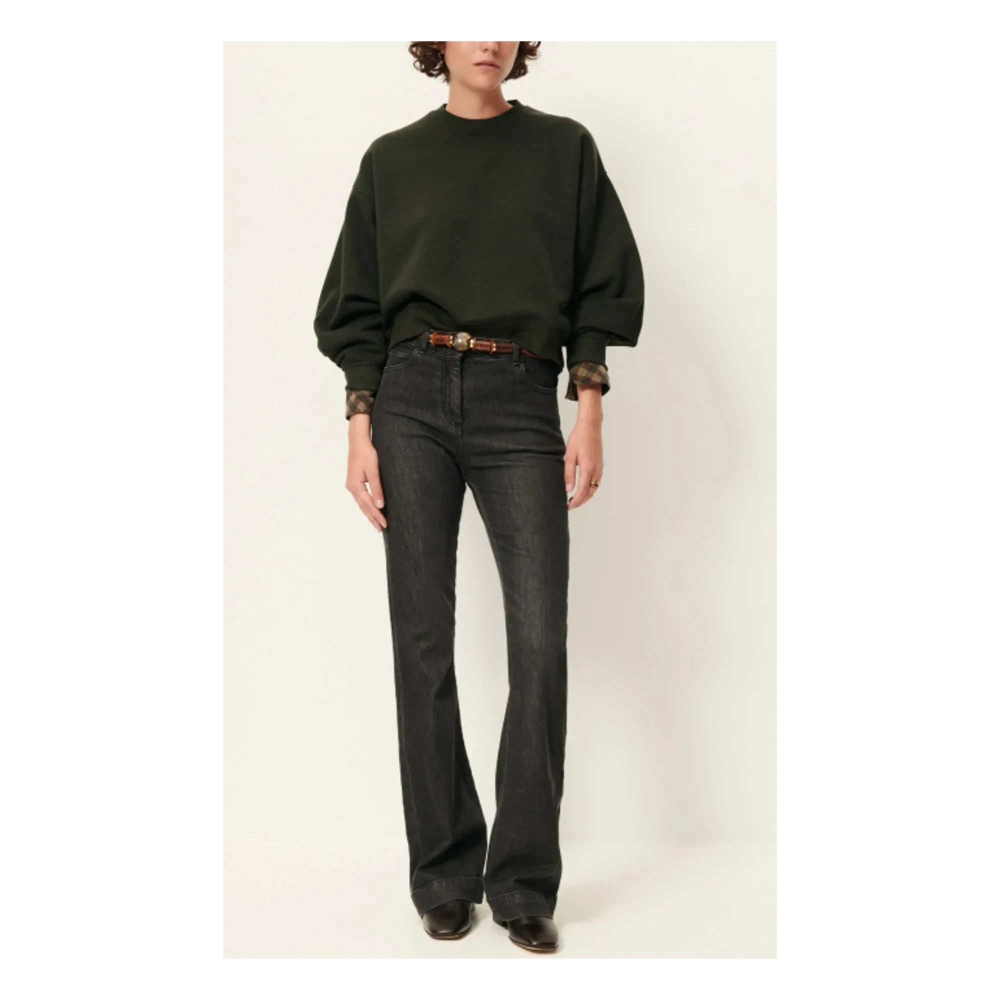Sessùn - Yuki Metallic Sweatshirt | Dunkelgrün