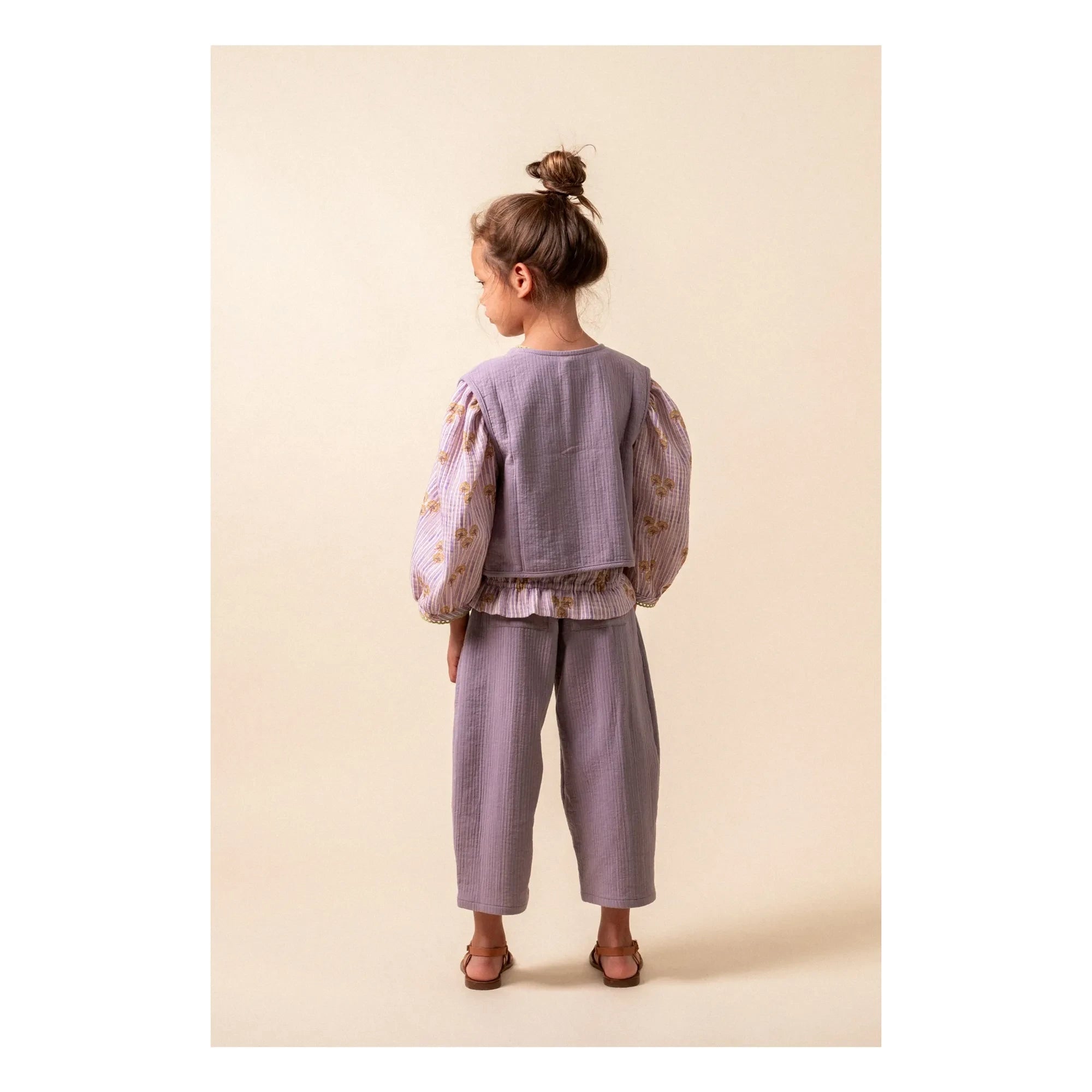 birinit - Antike Baumwollgaze ärmellose Jacke | Aubergine