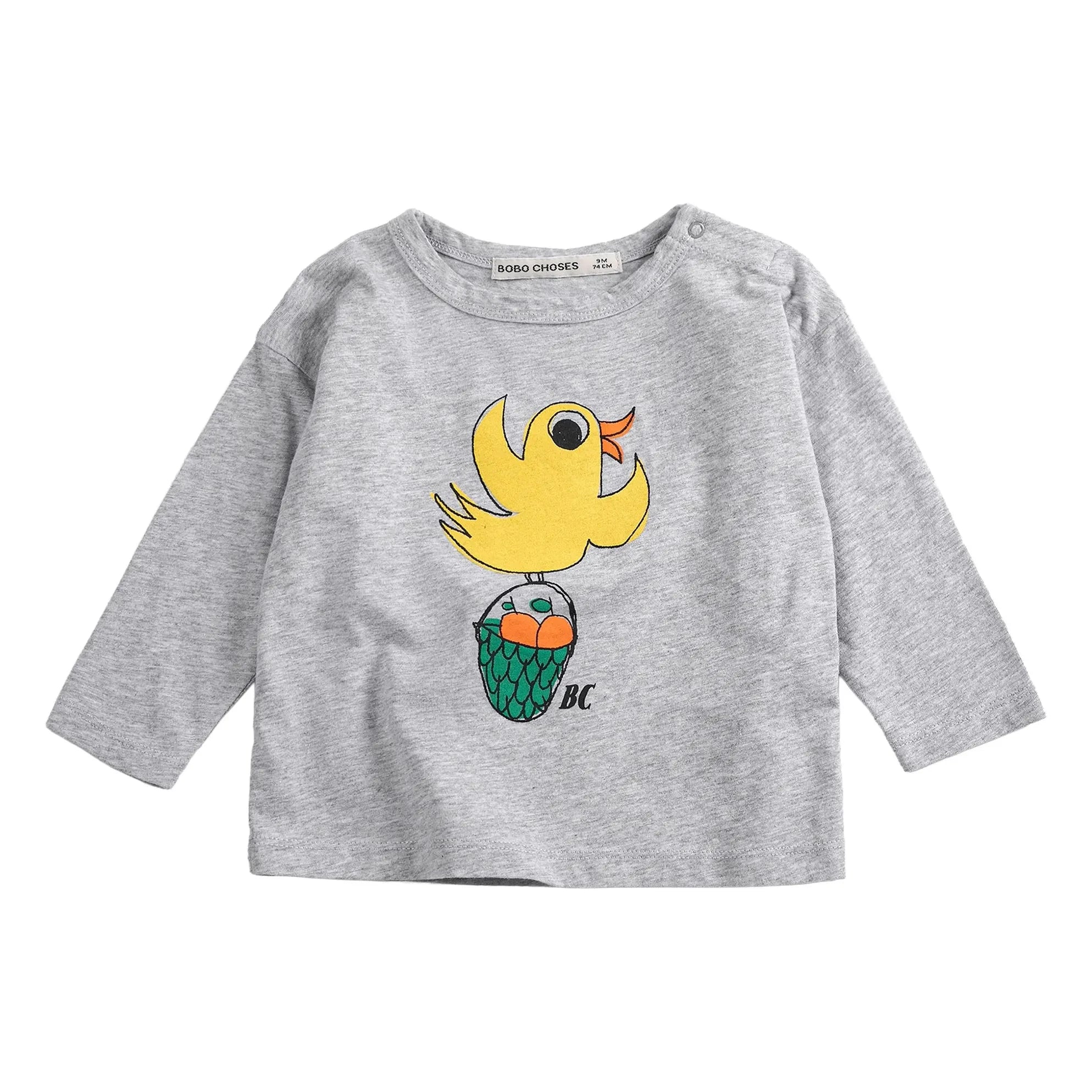Bobo Choses - T-Shirt mit Vogelmotiv aus Bio-Baumwolle | Heather grey