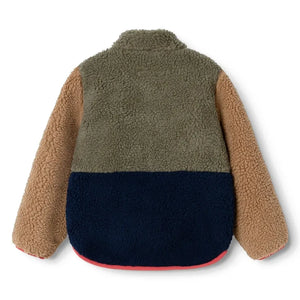 Liewood - Nolan Colorblock Sherpa-Stil Jacke aus recycelten Fasern | Khaki