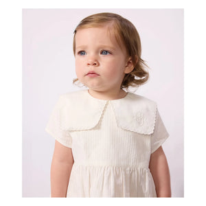 Petit Bateau – Matrosenkleid und Bloomer-Set aus Leinen und Bio-Baumwolle | Weiß