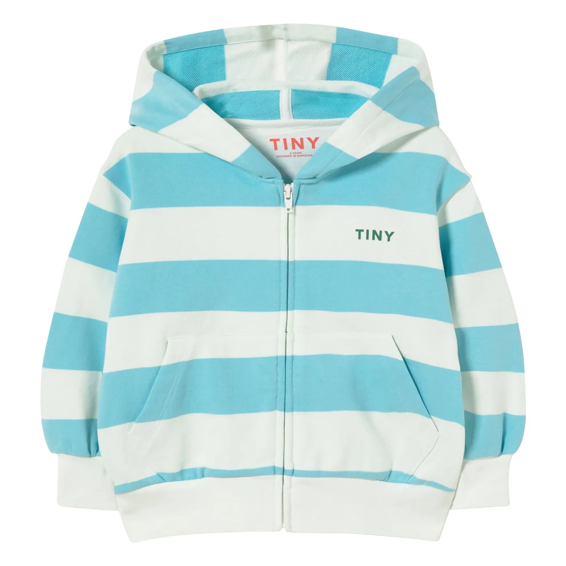 Tinycottons - Çizgili Organik Pamuklu Hoodie | Açık Mavi