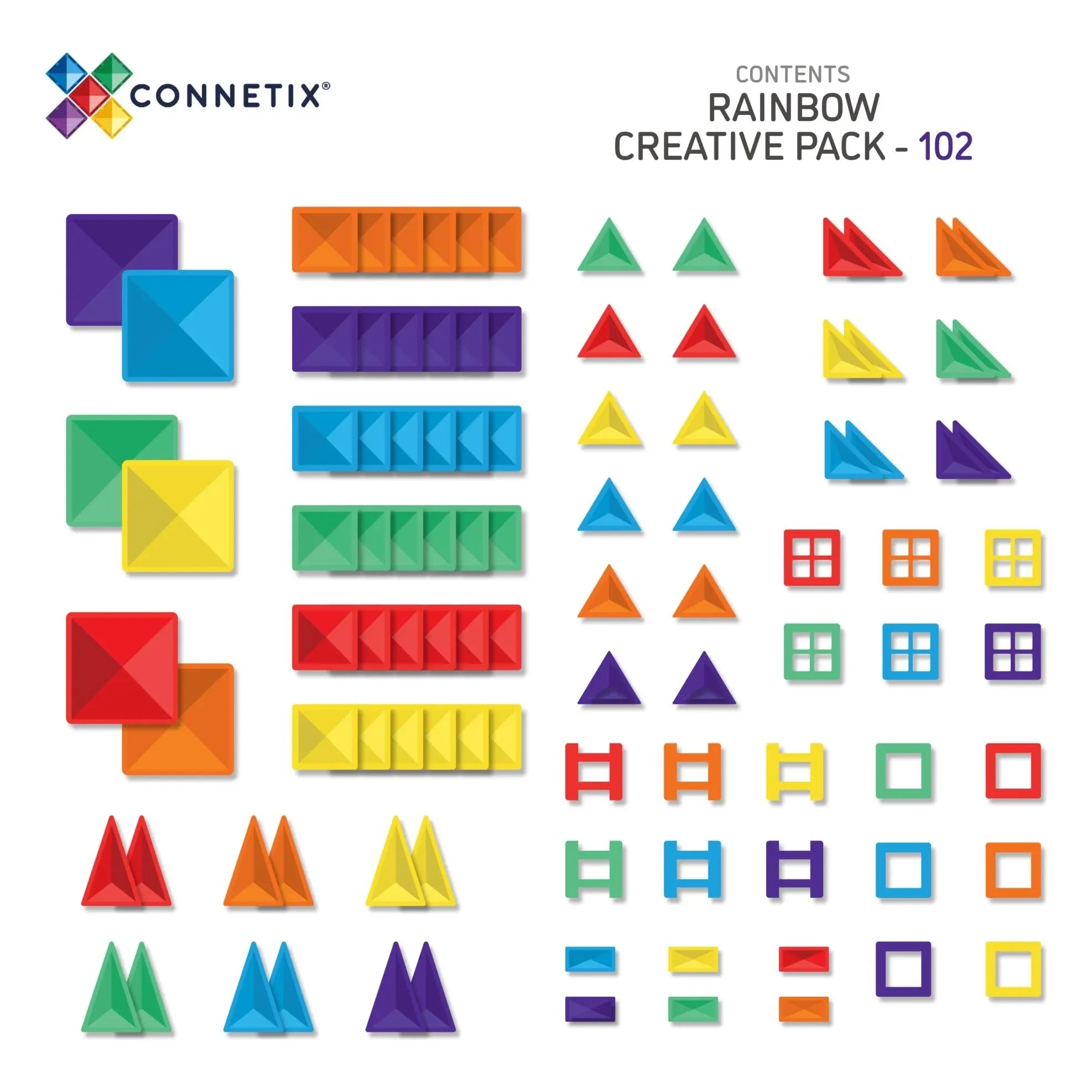 Connetix - Creative Pack - 102 Teile | Regenbogen