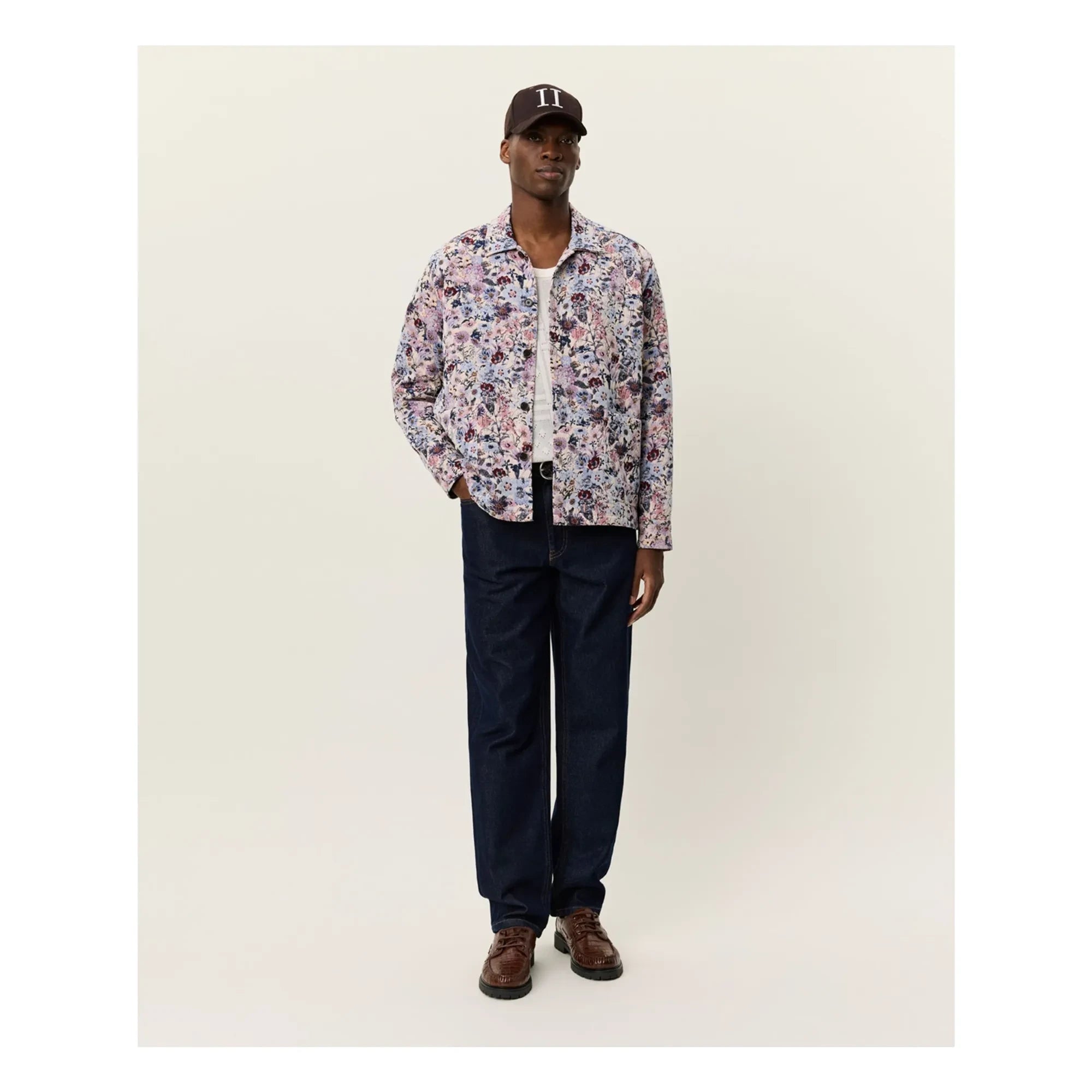 Les Deux - Hugh Jacquard-Baumwoll-Overshirt mit Blumenmuster | Rose Ivory