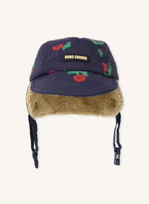 Bobo Choses - Flowered Sherpa-Mütze Recycelte Fasern | Dunkelblau