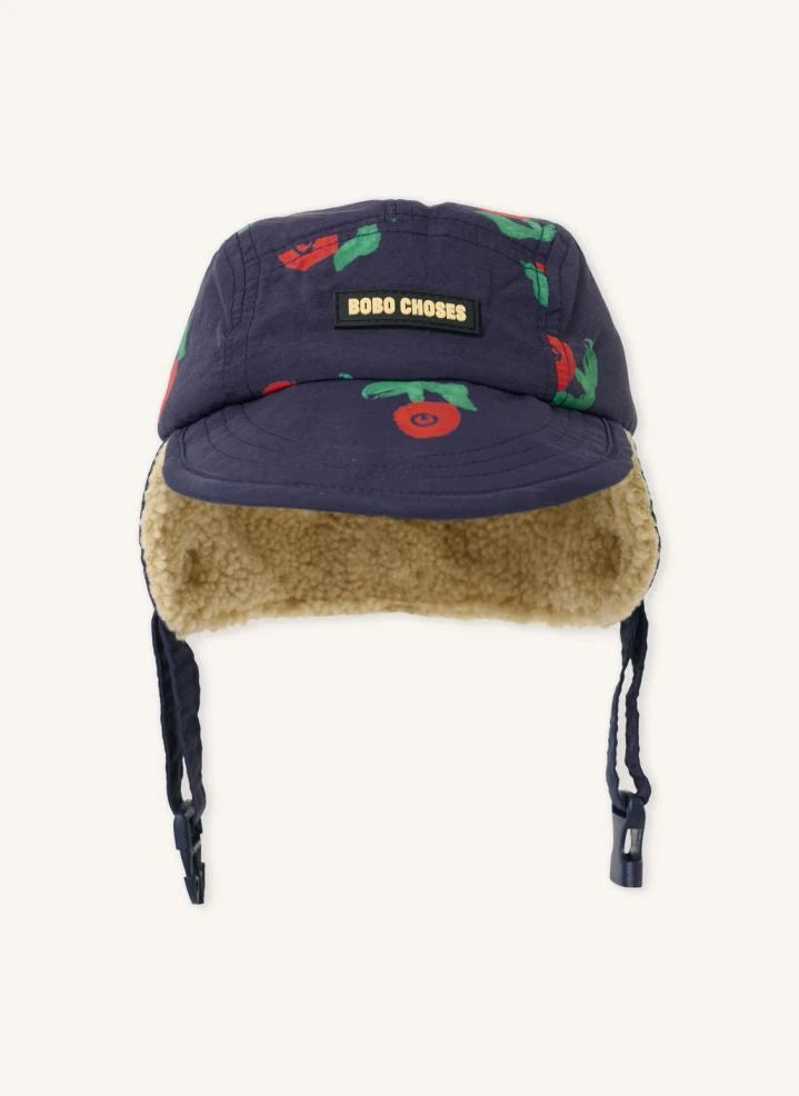 Bobo Choses - Flowered Sherpa-Mütze Recycelte Fasern | Dunkelblau