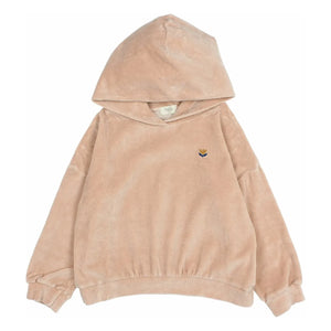 Búho - Kadife organik pamuklu kapüşonlu sweatshirt | Pembe