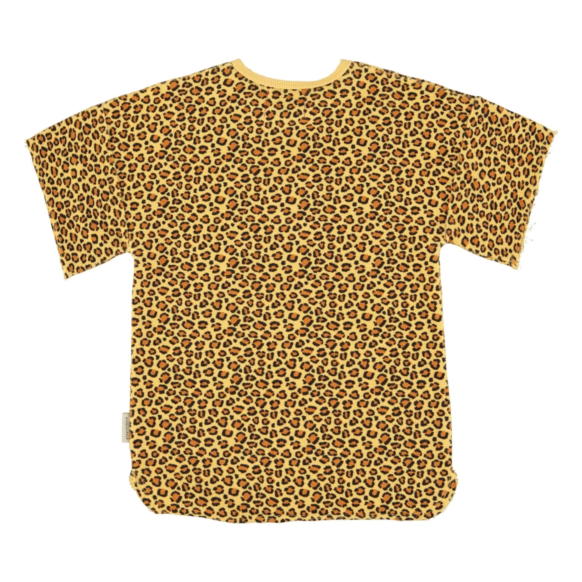 Piupiuchick - Leoparden T-Shirt Kleid Bio-Baumwolle Fleece | Senf