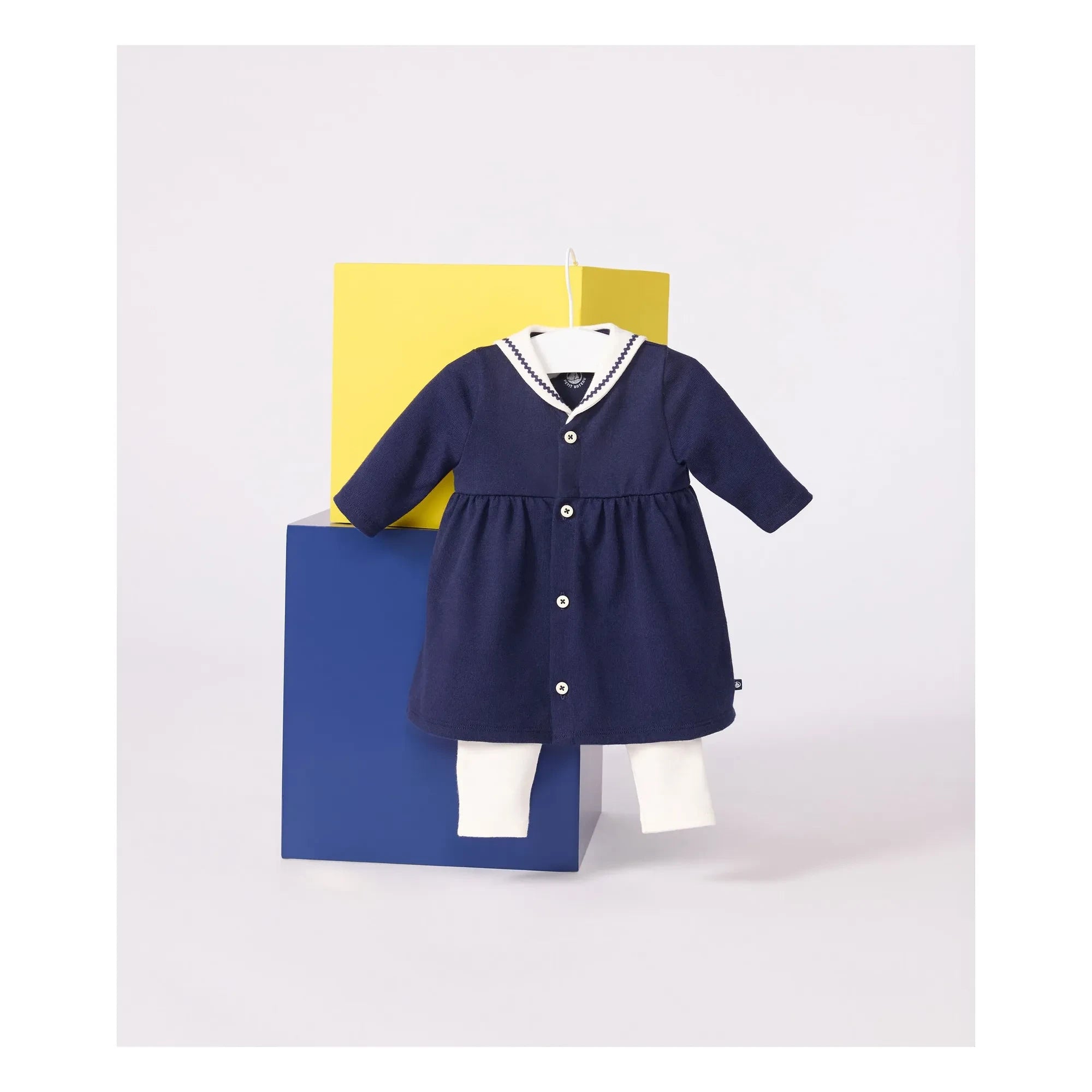 Petit Bateau - Set aus Bio-Baumwollkleid und Leggings | Marineblau