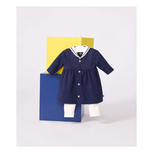 Petit Bateau - Set aus Bio-Baumwollkleid und Leggings | Marineblau