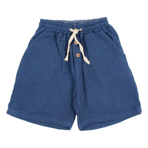 Búho - Baumwoll-Gaze Bermuda-Shorts | Marine
