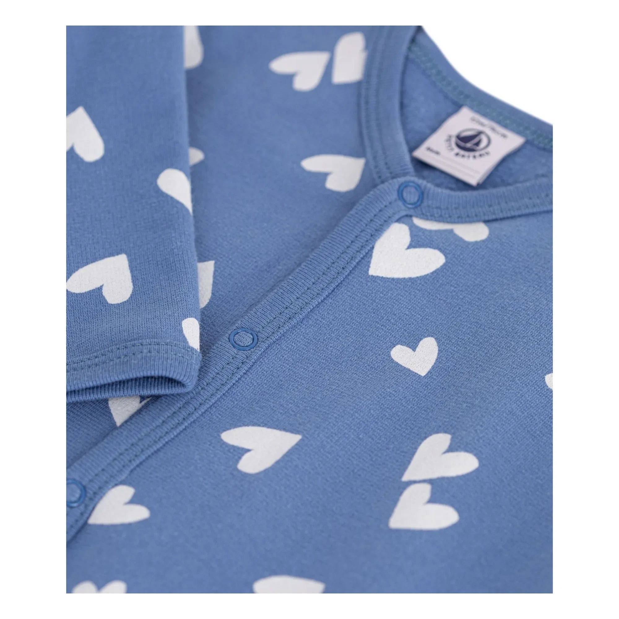 Petit Bateau - Dors Bien Cœurs organik pamuklu polar pijama | Mavi