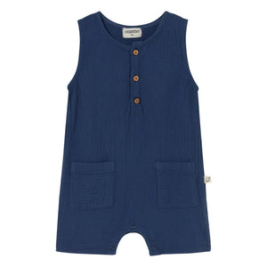 Cozmo – Strampler-Shorts aus Baumwollgaze | Marineblau
