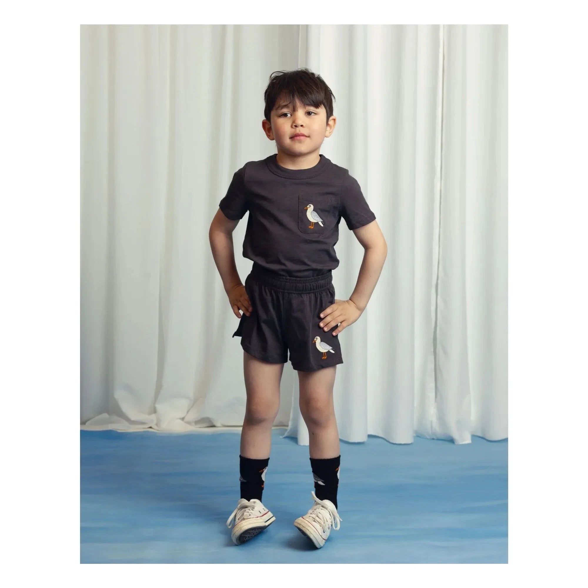 Mini Rodini - Seagull T-Shirt Bio-Baumwolle | Schwarz