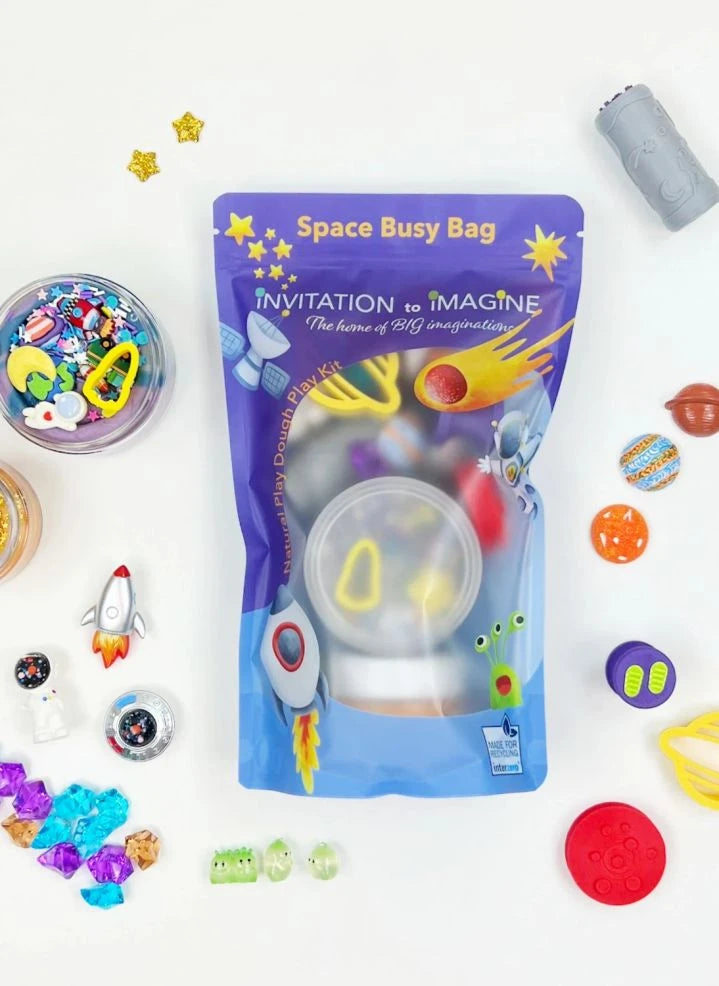 Einladung zum Vorstellen - Überraschungs-Spielknete-Set - Weltraum