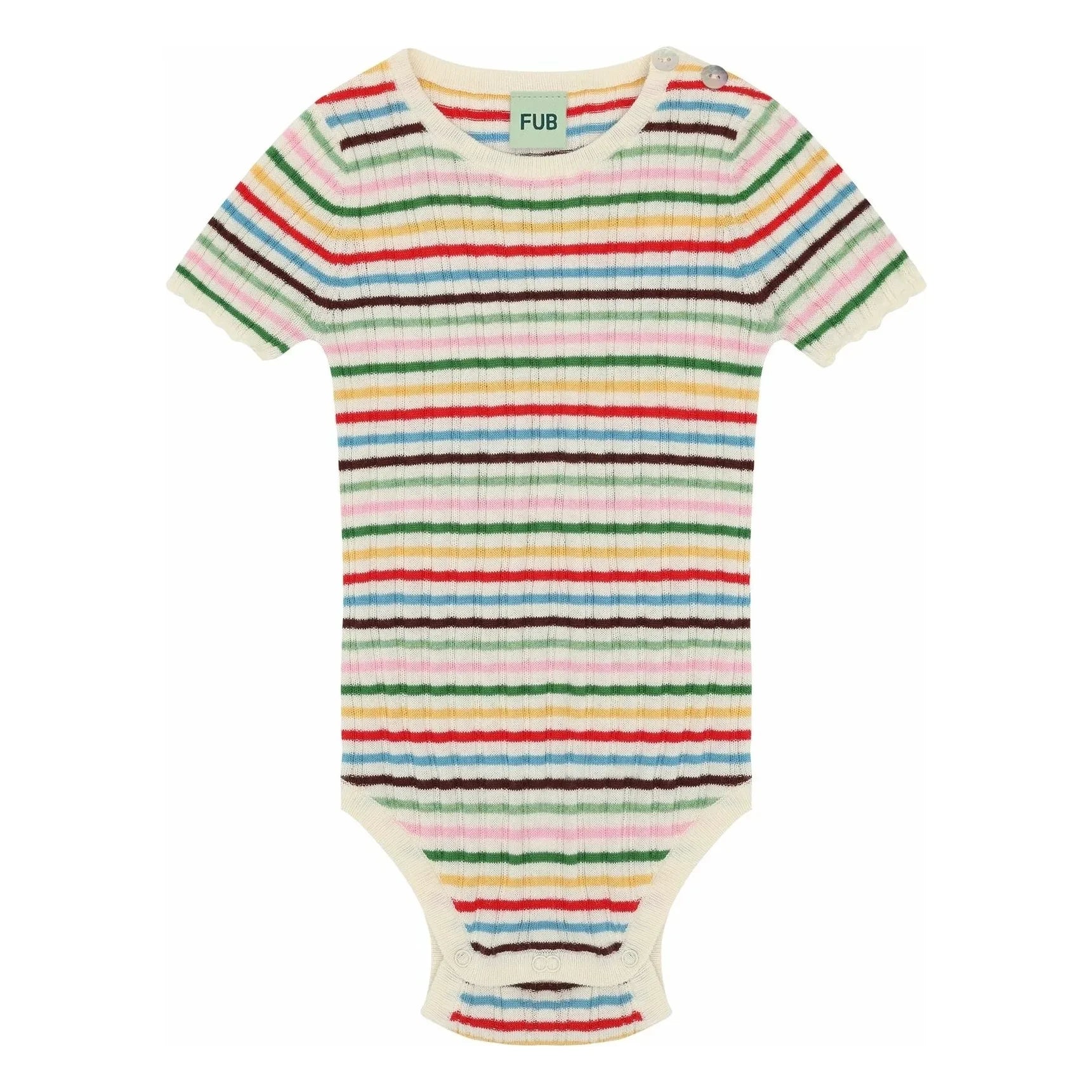 FUB – Fein gestrickter Body aus Bio-Baumwolle mit roten Rippen