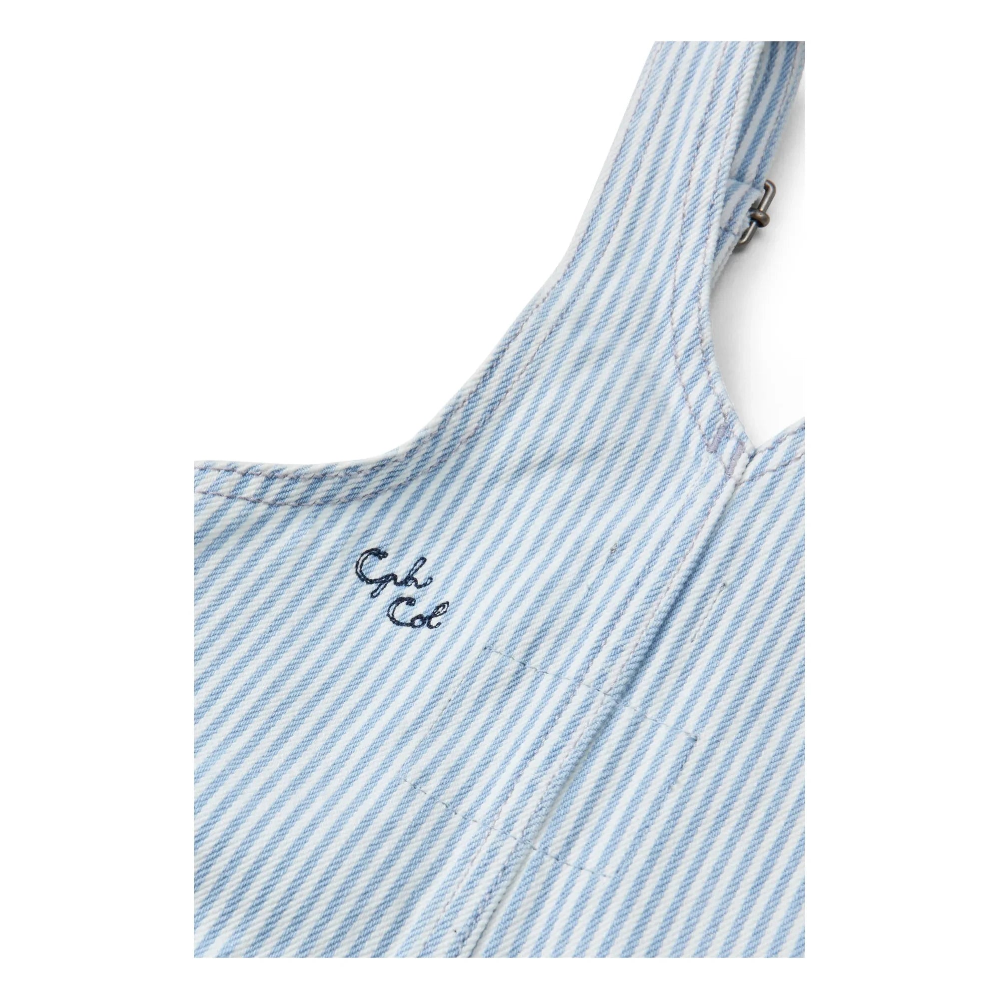 Copenhagen Colors - Gestreifte Latzhose aus Bio-Baumwoll-Gabardine | Hellblau