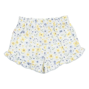 Búho – Baby-Shorts aus Seersucker mit Blumenmuster | Hellblau