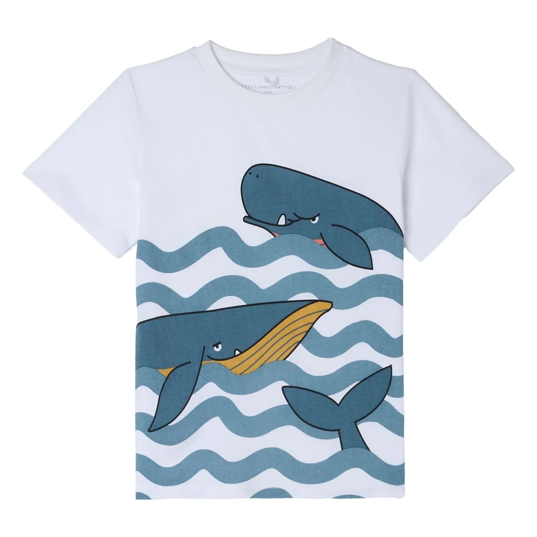 Stella McCartney Kids - T-Shirt aus Bio-Baumwolle mit Wal- und Wellenmotiv | Blau