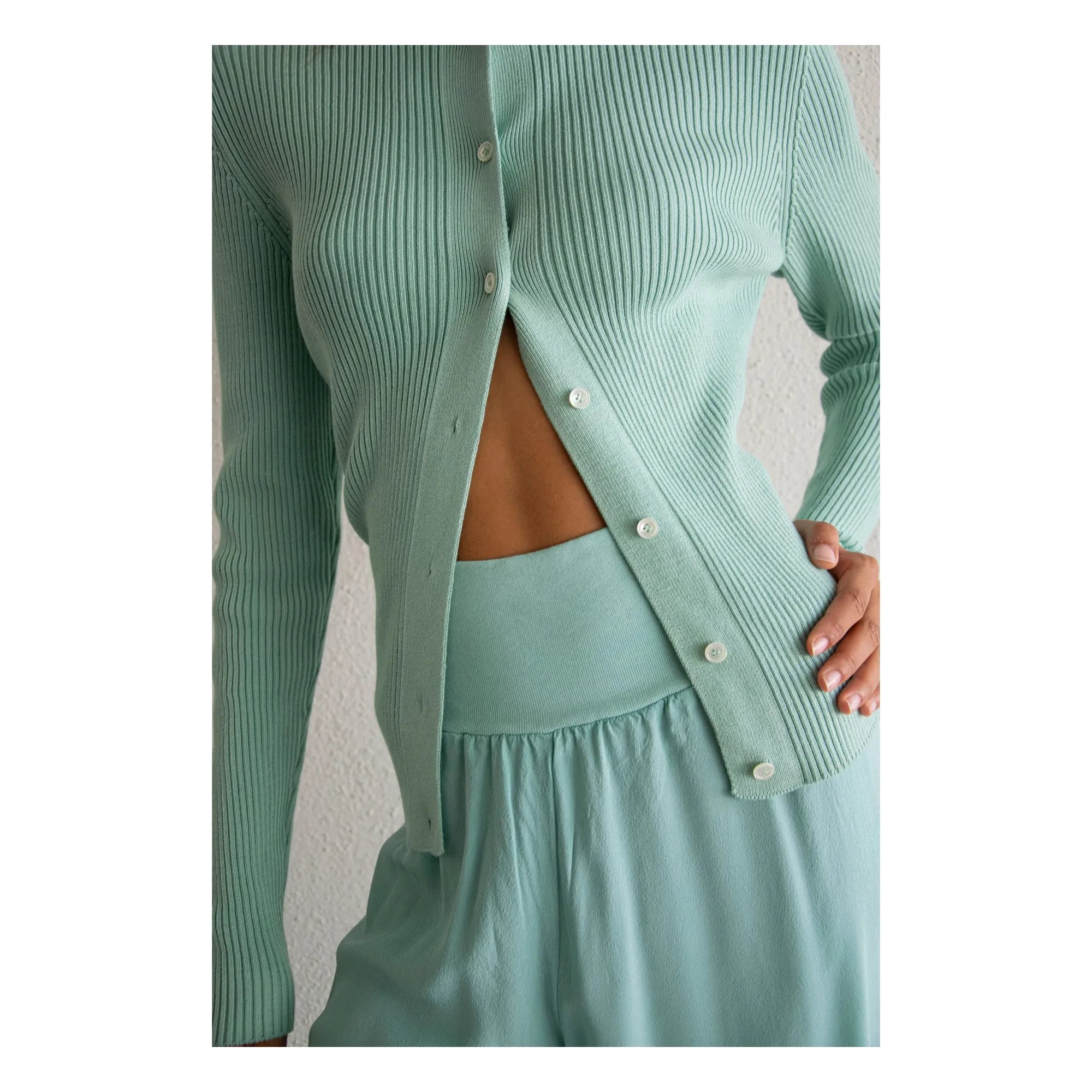 THEAVANT - Saint Etienne Gerippte Strickjacke | Wassergruen