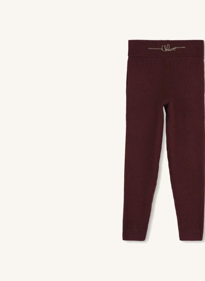 Chloé - Organik pamuk örgü pantolon | Plum