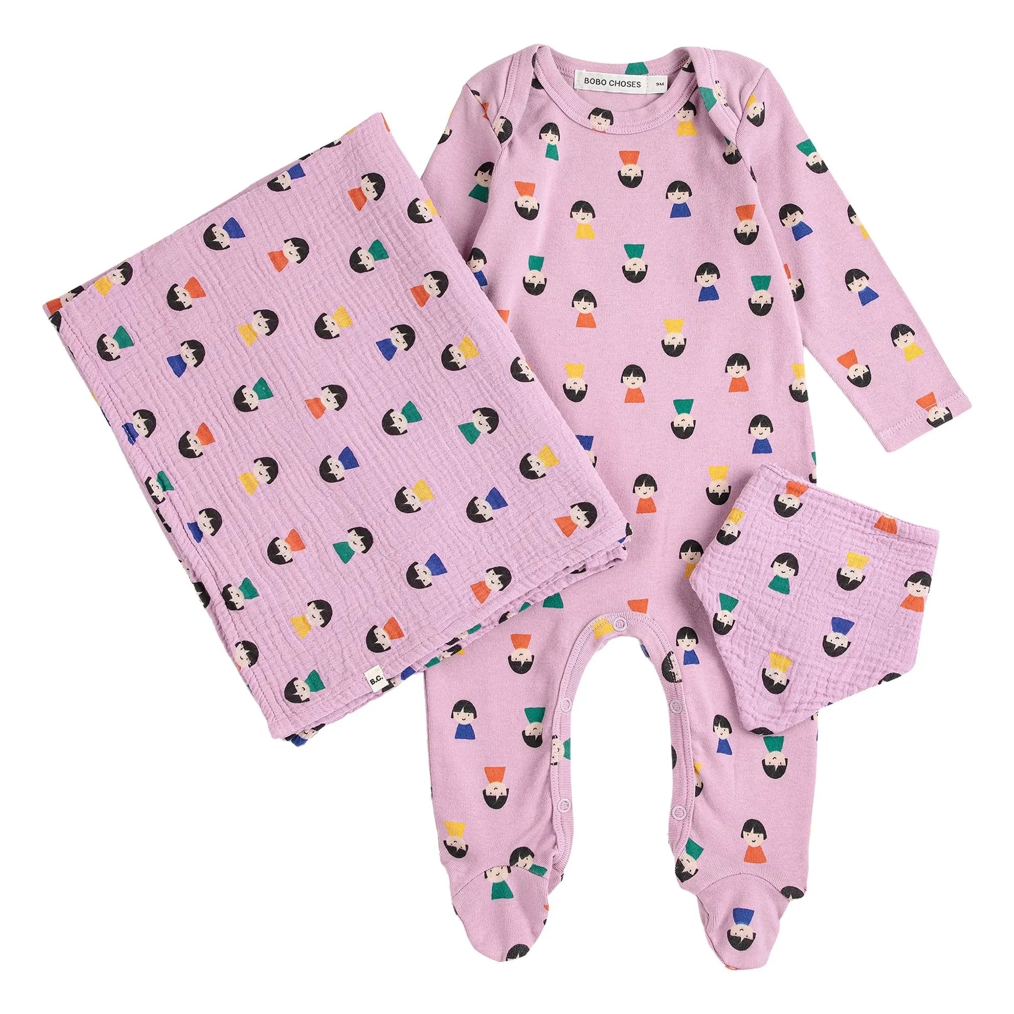 Bobo Choses - Langer Schlafanzug und Bib Piyon Set | Lila
