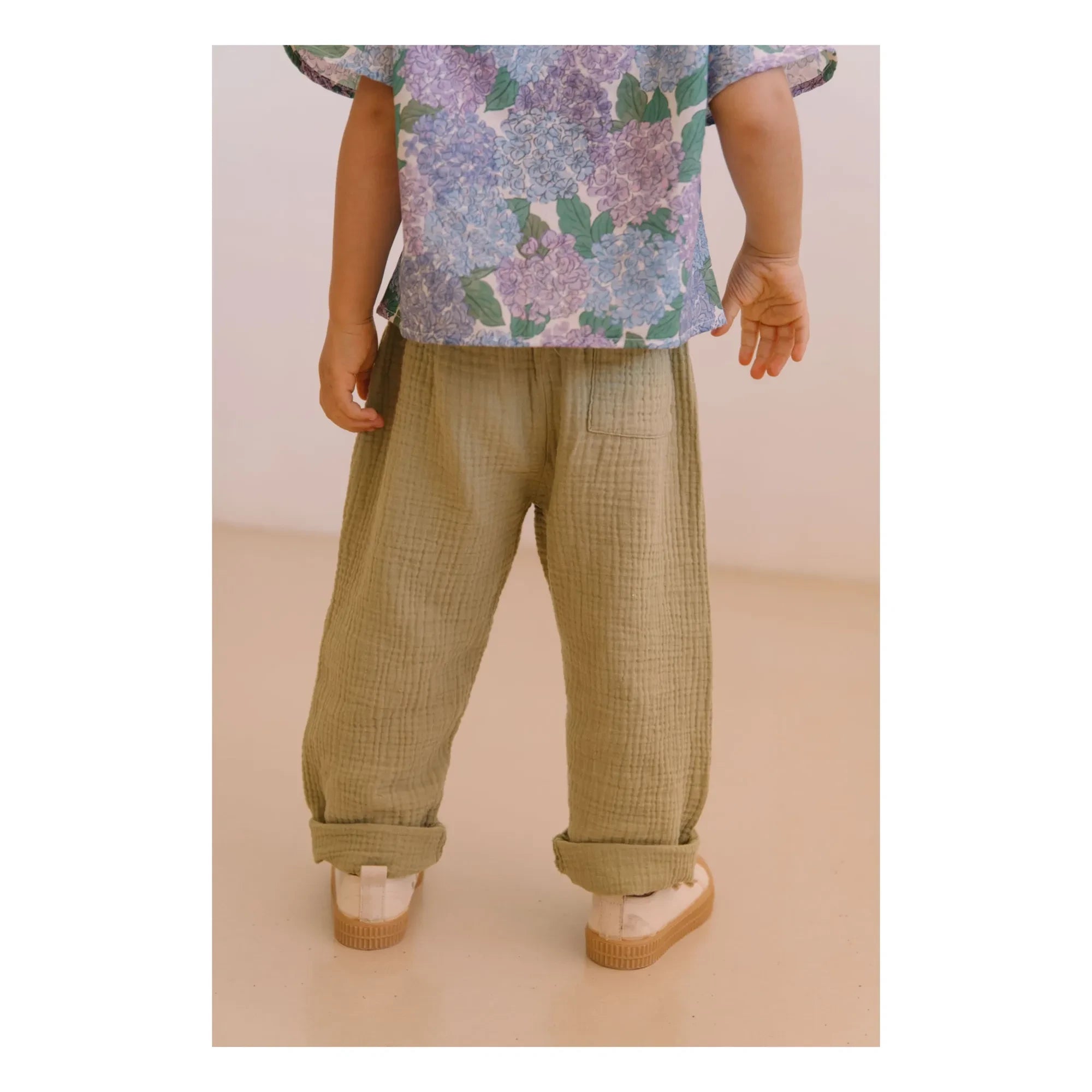 Studio Bohème - Cousin Gaze Hose aus Bio-Baumwoll-Waffelstoff | Hellkhaki