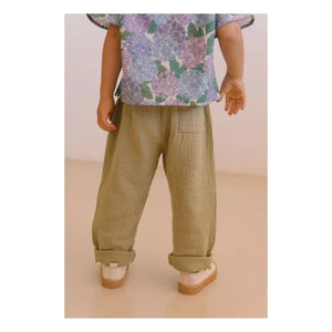 Studio Bohème - Cousin Gaze Hose aus Bio-Baumwoll-Waffelstoff | Hellkhaki