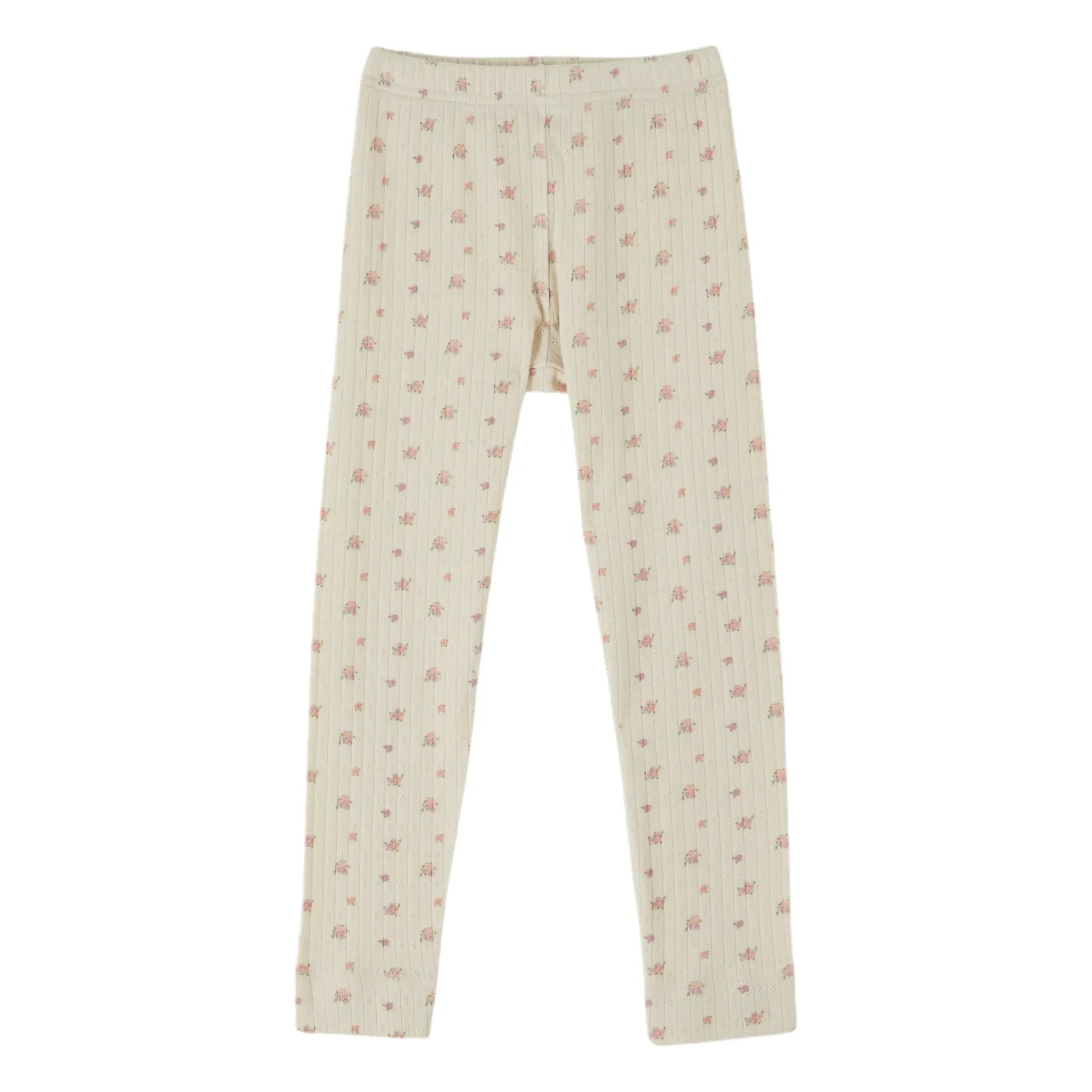 Emile et Ida - Leggings aus Bio-Baumwolle mit Pointelle-Blumenmuster | Creme