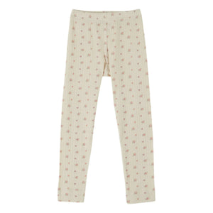 Emile et Ida - Leggings aus Bio-Baumwolle mit Pointelle-Blumenmuster | Creme