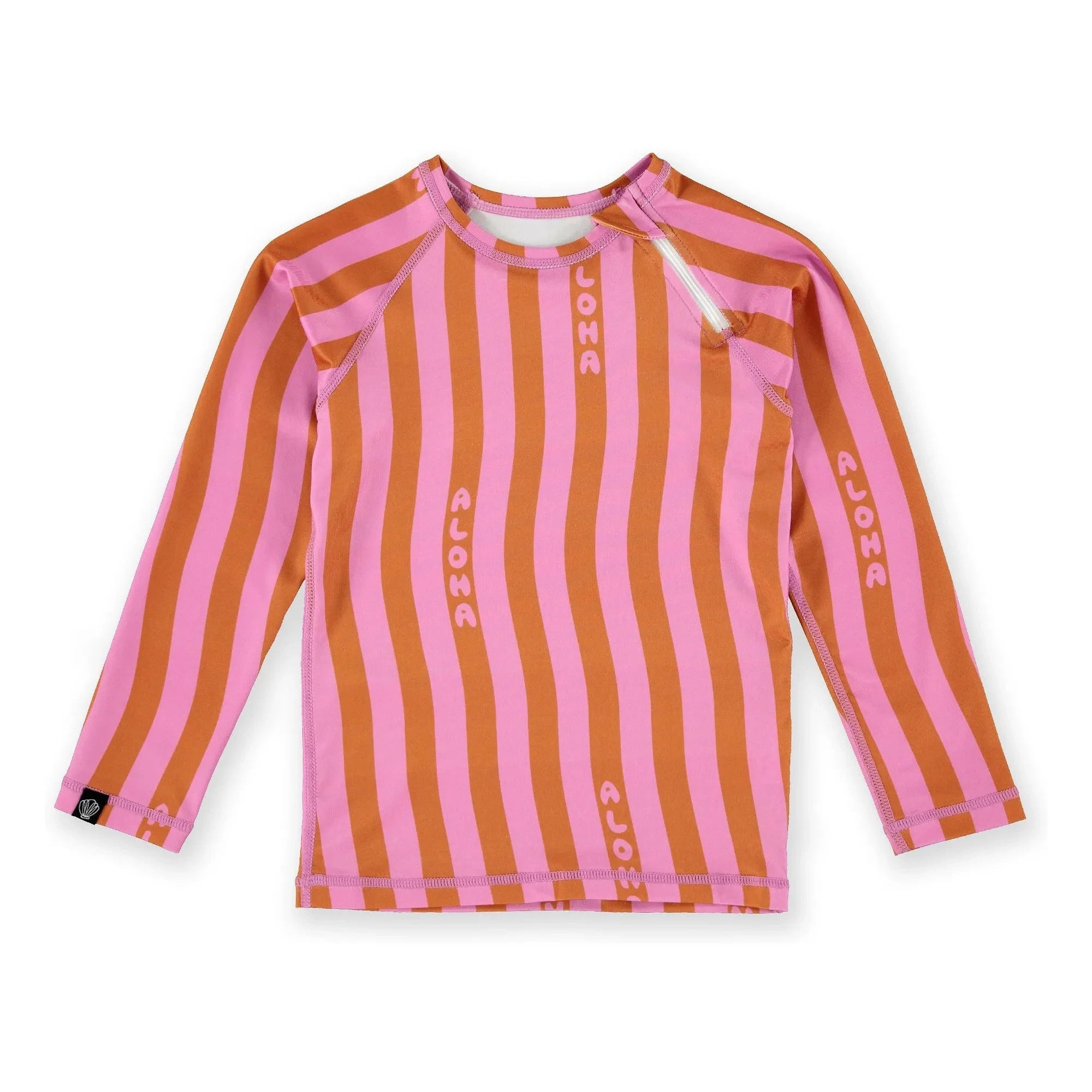 Beach & Bandits - Aloha gestreiftes Anti-UV T-Shirt recycelte Fasern | Rosa