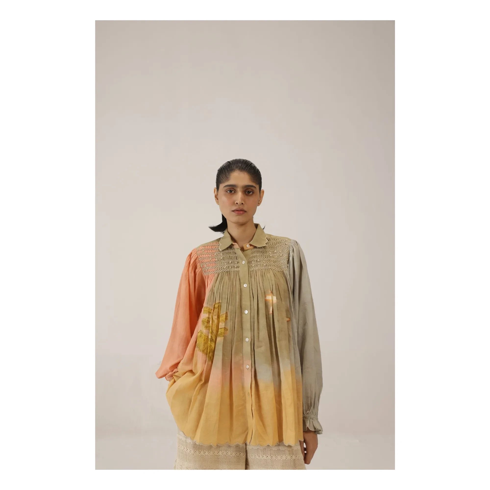 CORD - Judy Baumwoll-Seiden-Bluse | Khaki