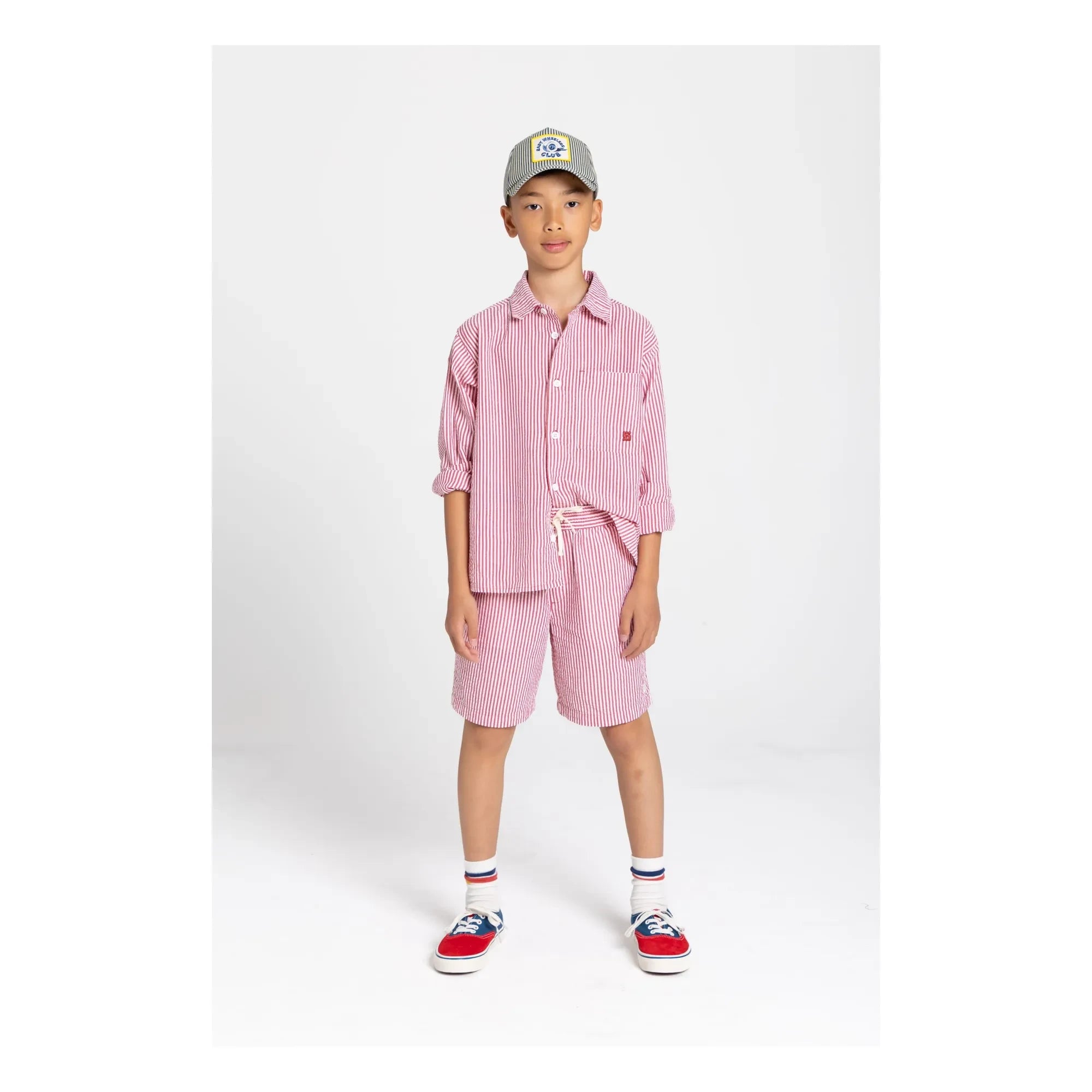 Smallable Kid - Gestreifte Tom Shorts | Kirschrot
