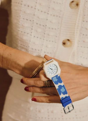 Mini Kyomo - Blau Hibiskus Uhr - Mini Kyomo x Taxi Brousse | Blau