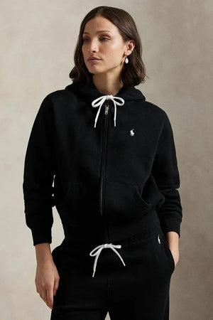 Polo Ralph Lauren fermuarlı kapüşonlu kadın sweatshirt pamuklu