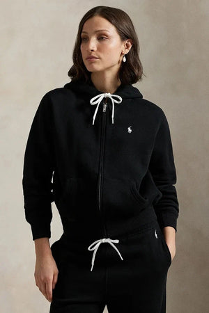 Polo Ralph Lauren fermuarlı kapüşonlu kadın sweatshirt pamuklu