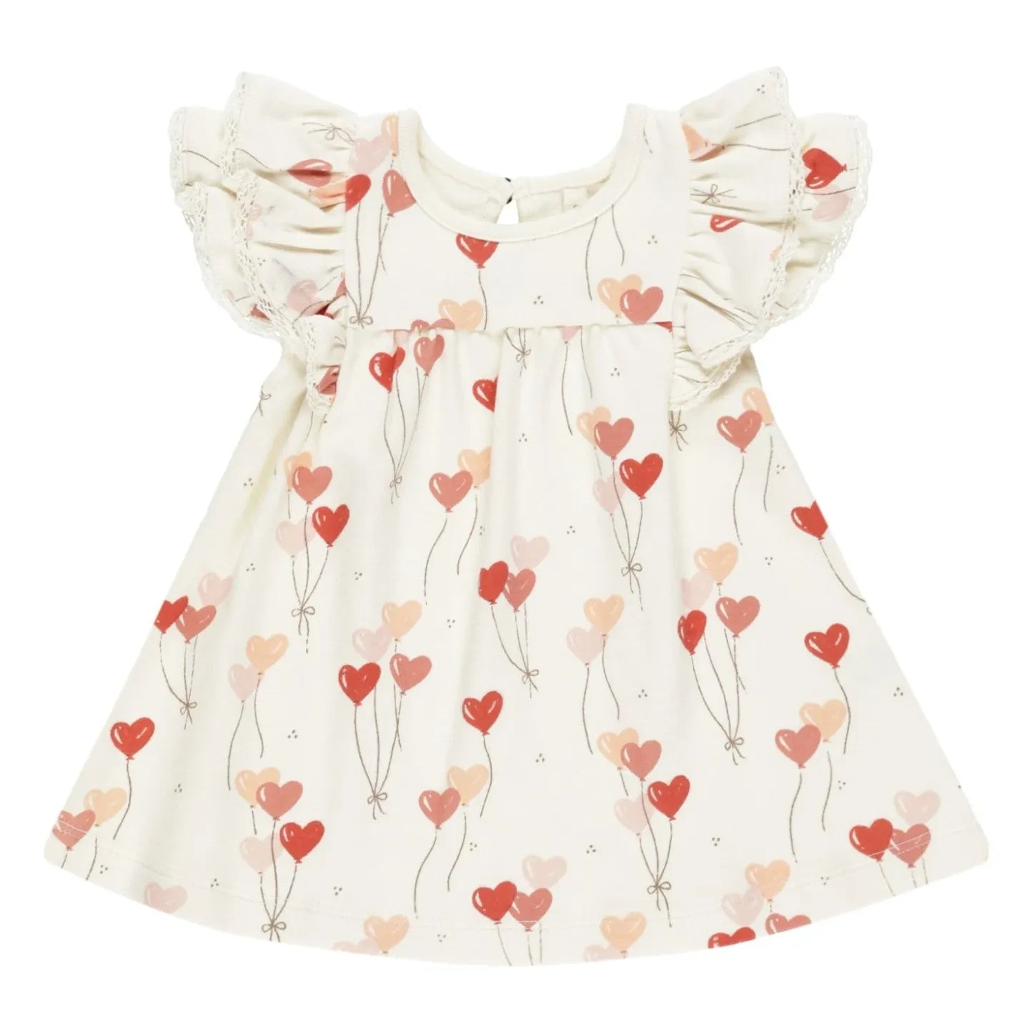 Quincy Mae - Kleid mit Herzmuster | Elfenbein