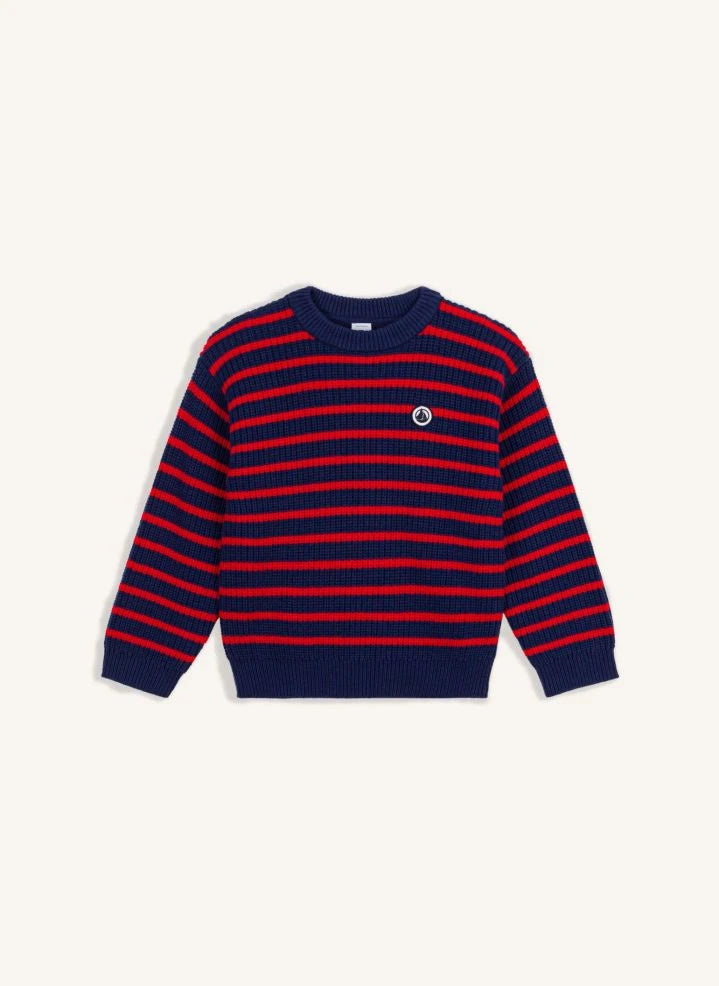 Petit Bateau - Çizgili Yün Kazak | Lacivert