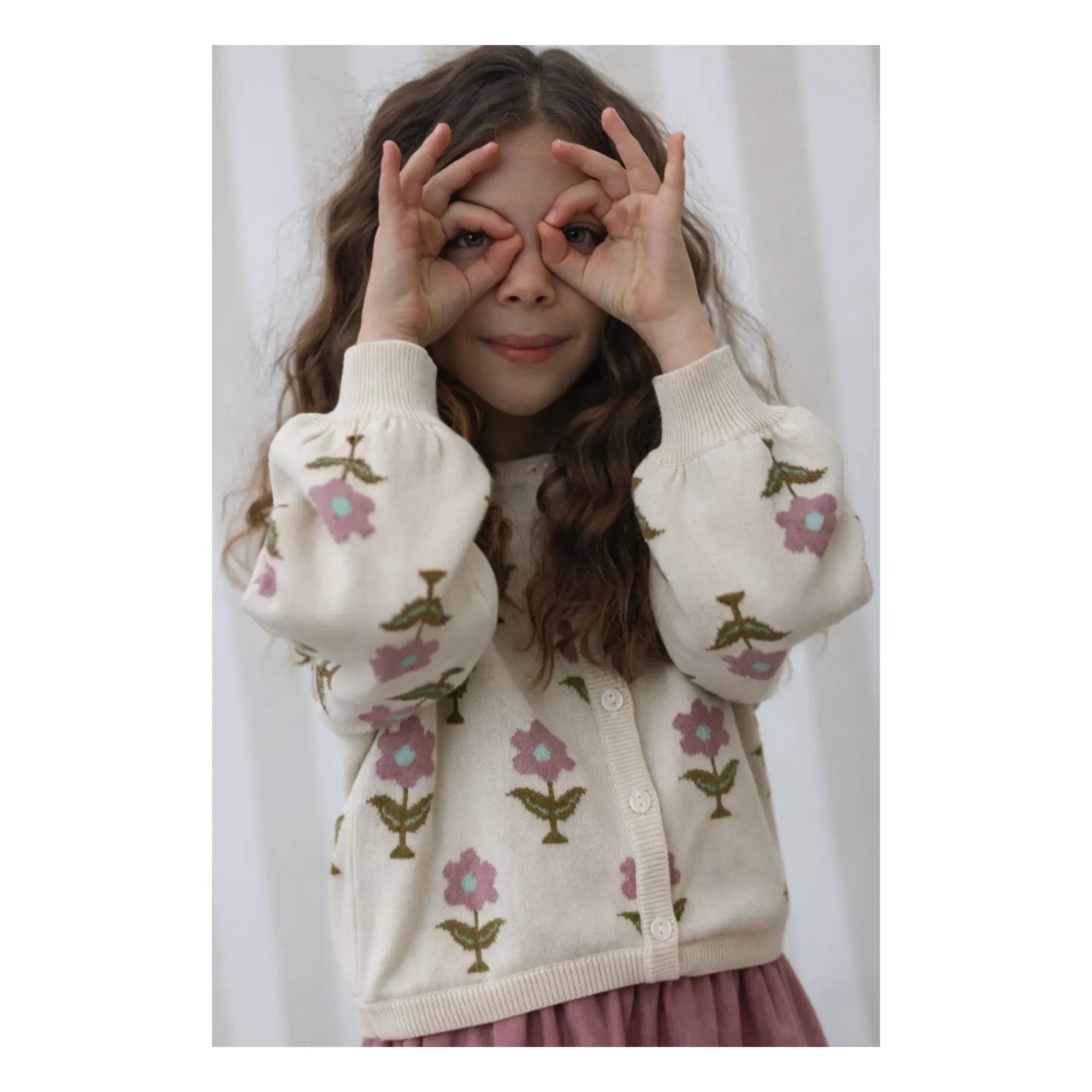 Lililotte - Cardigan Carla Fleurs Bio-Baumwolle | Creme